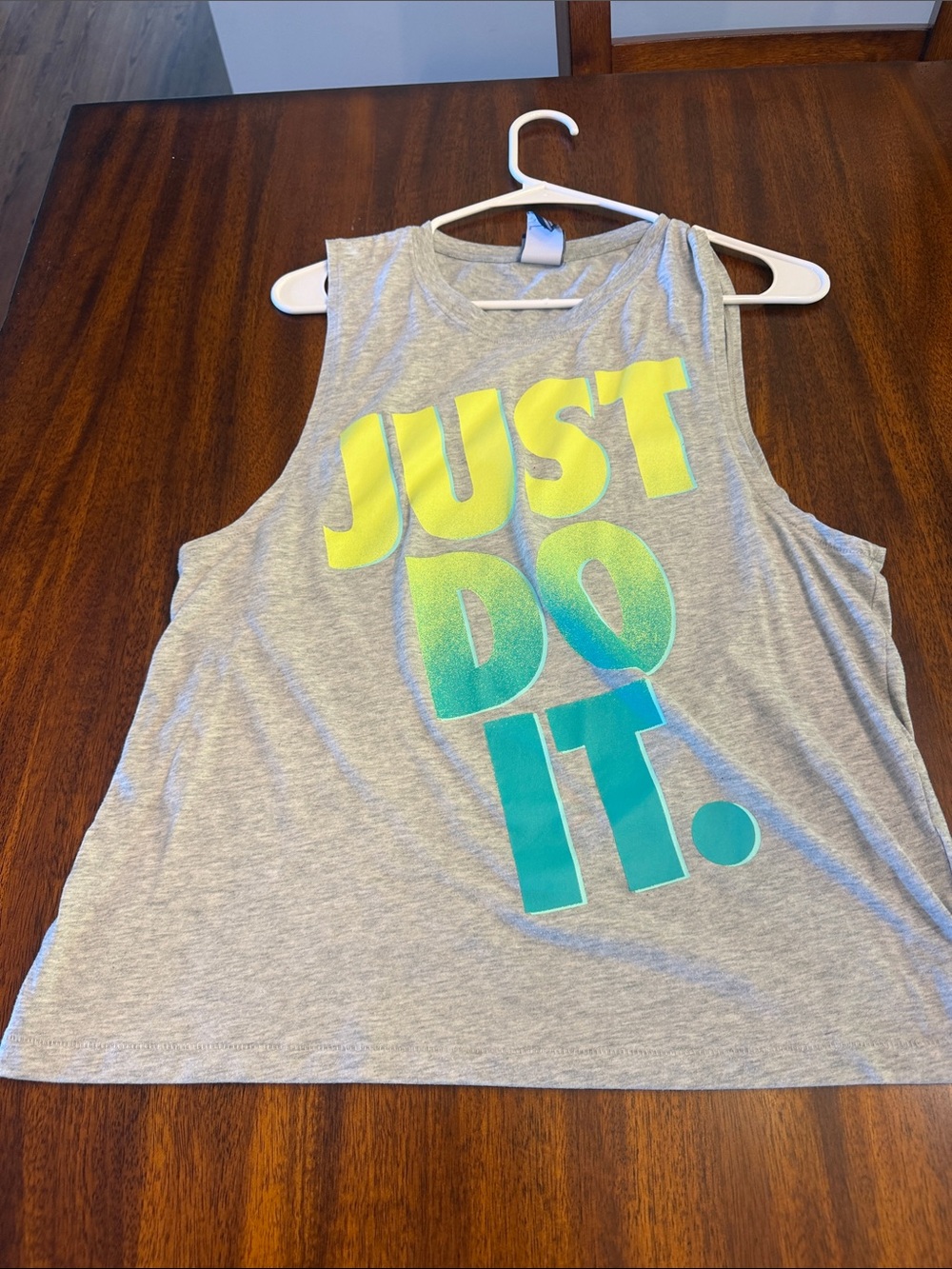 Nike Kids Gray Tank Top with Yellow and Teal 'JUST DO IT' Graphic